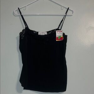 Pink Rose Black Lace Cami Top